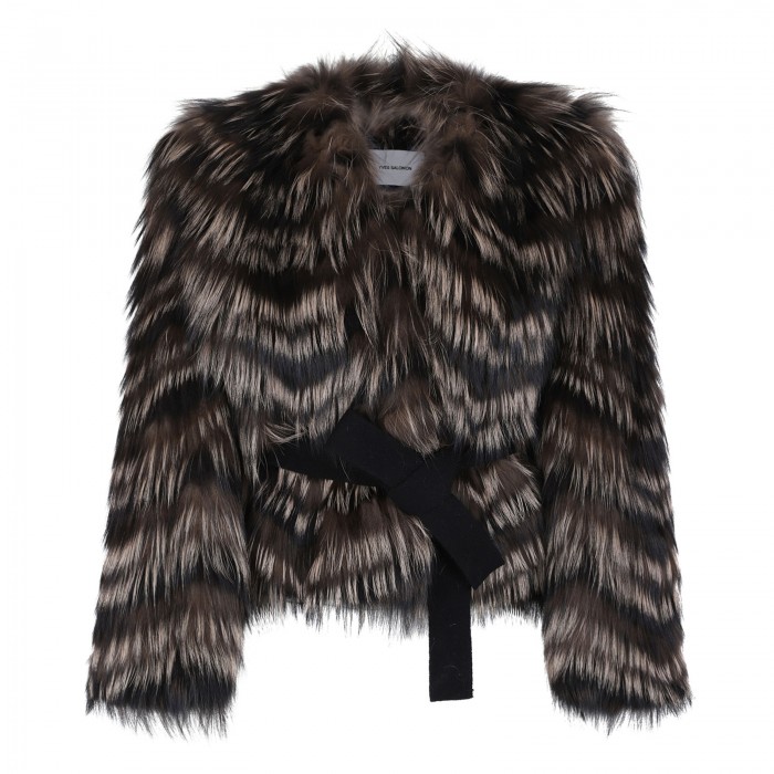 Fox fur belted jacket