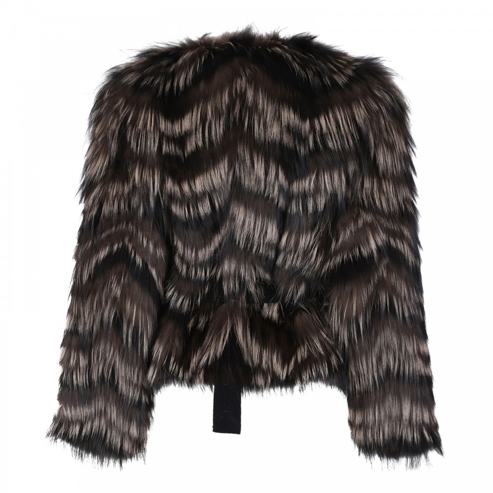 Fox fur belted jacket