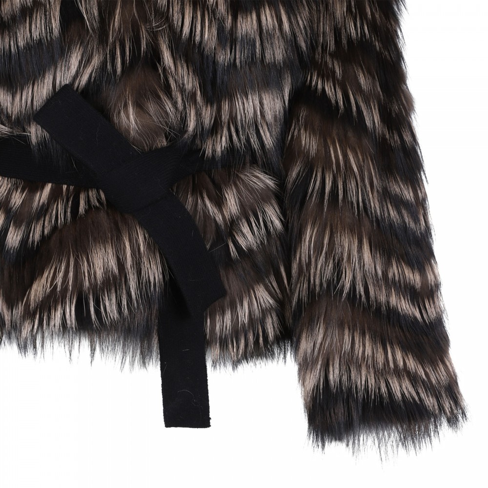Fox fur belted jacket