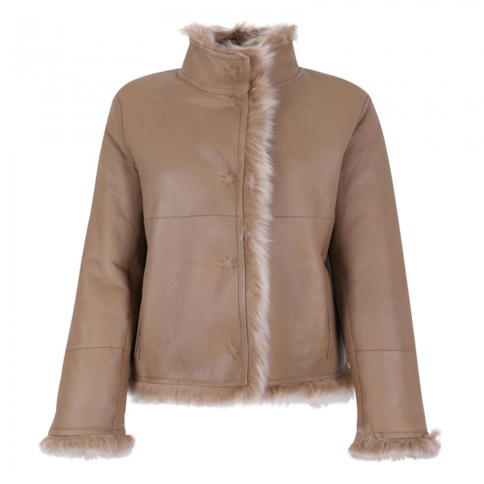 Reversible shearling jacket