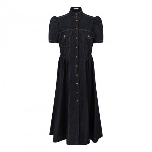 Denim corset midi dress