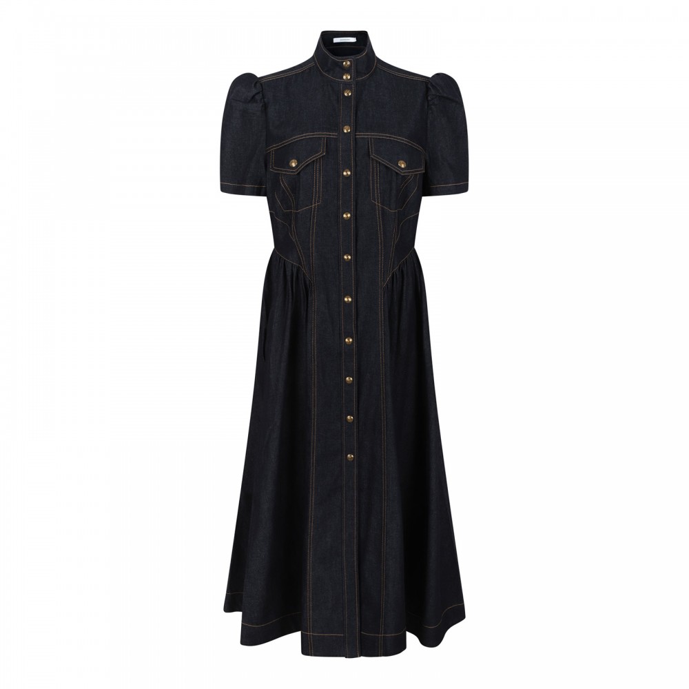 Denim corset midi dress