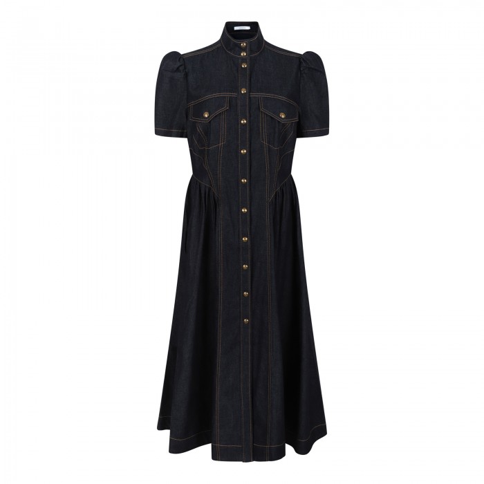 Denim corset midi dress