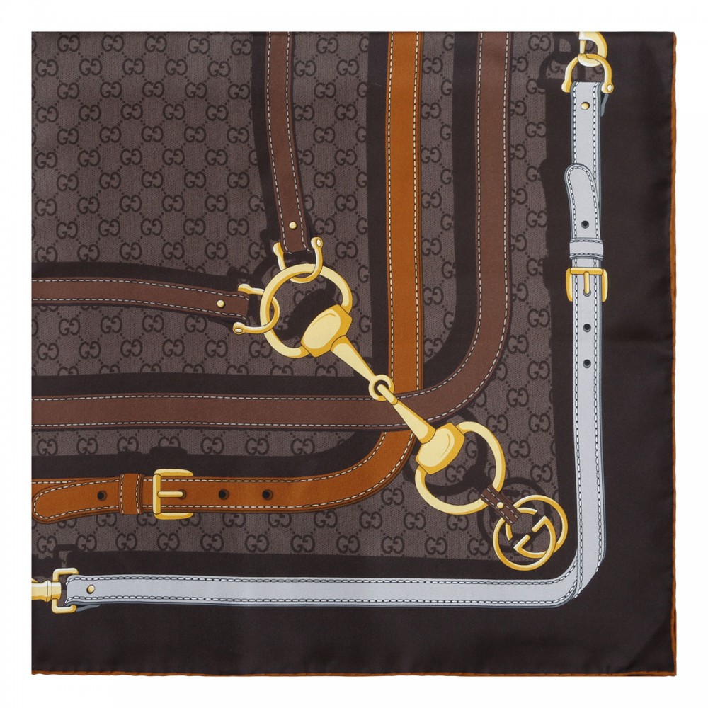 Printed GG silk twill jacquard carré