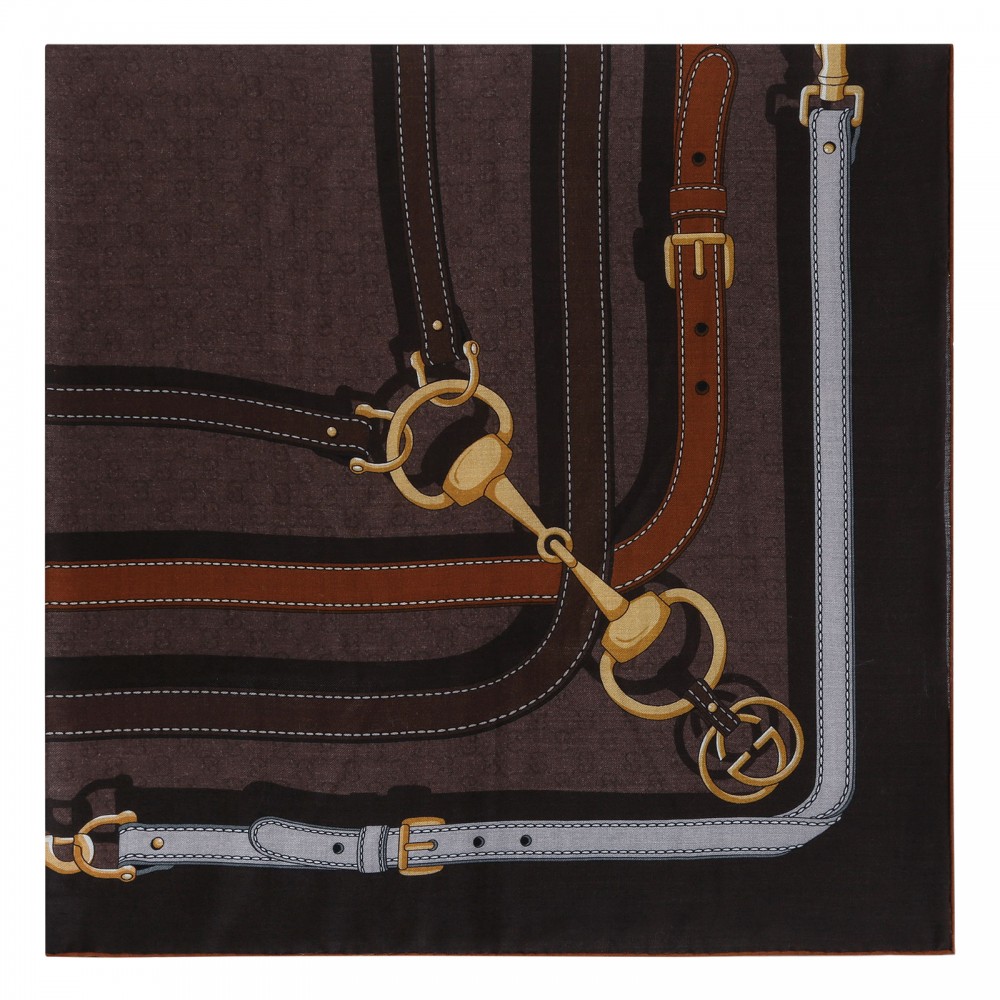 Printed GG silk twill jacquard shawl