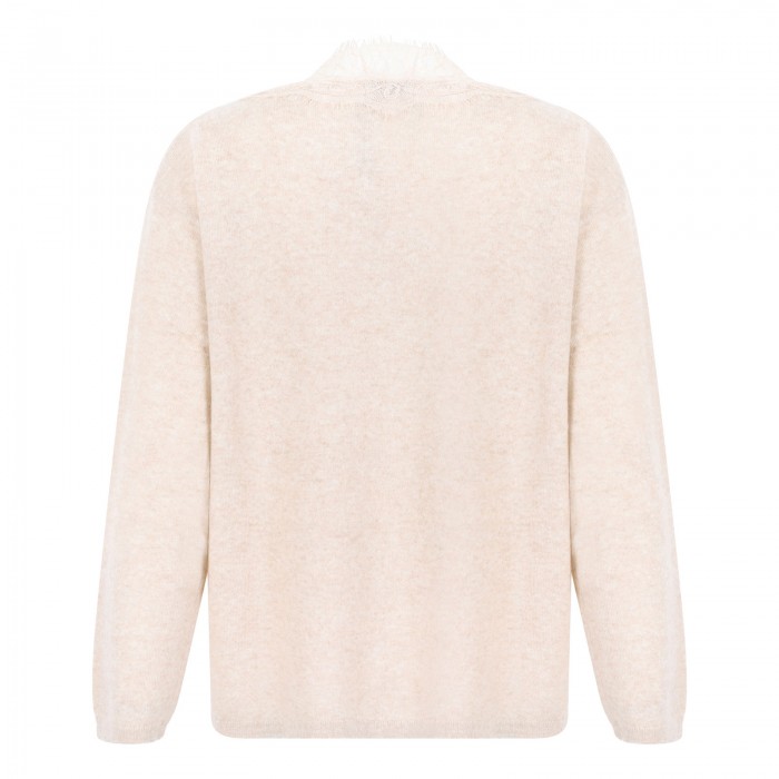 Cashmere sweater with lace trims