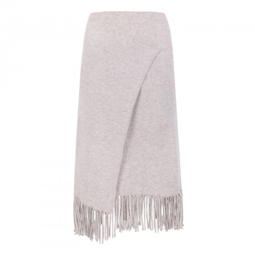 Fringed knit cashmere skirt