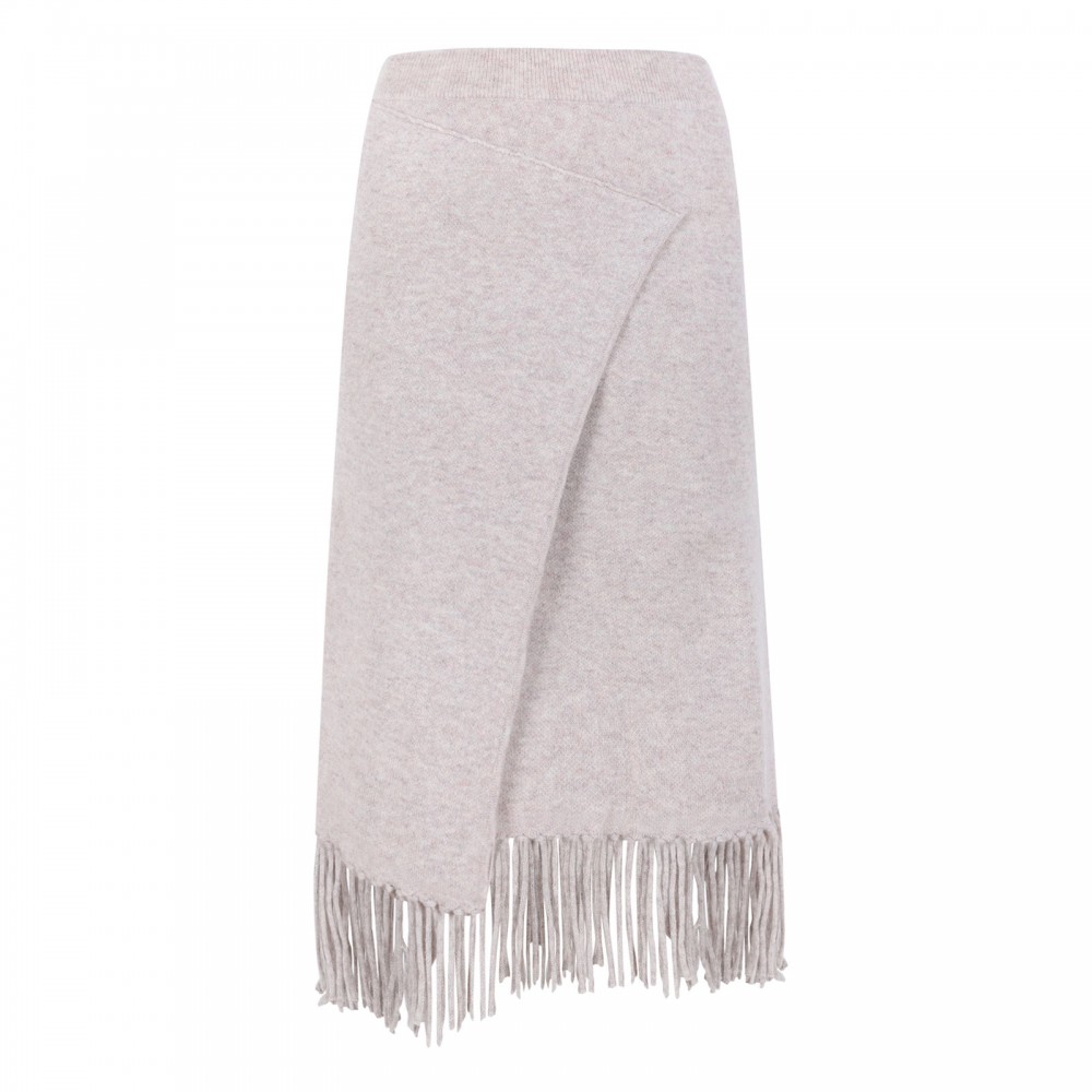 Fringed knit cashmere skirt