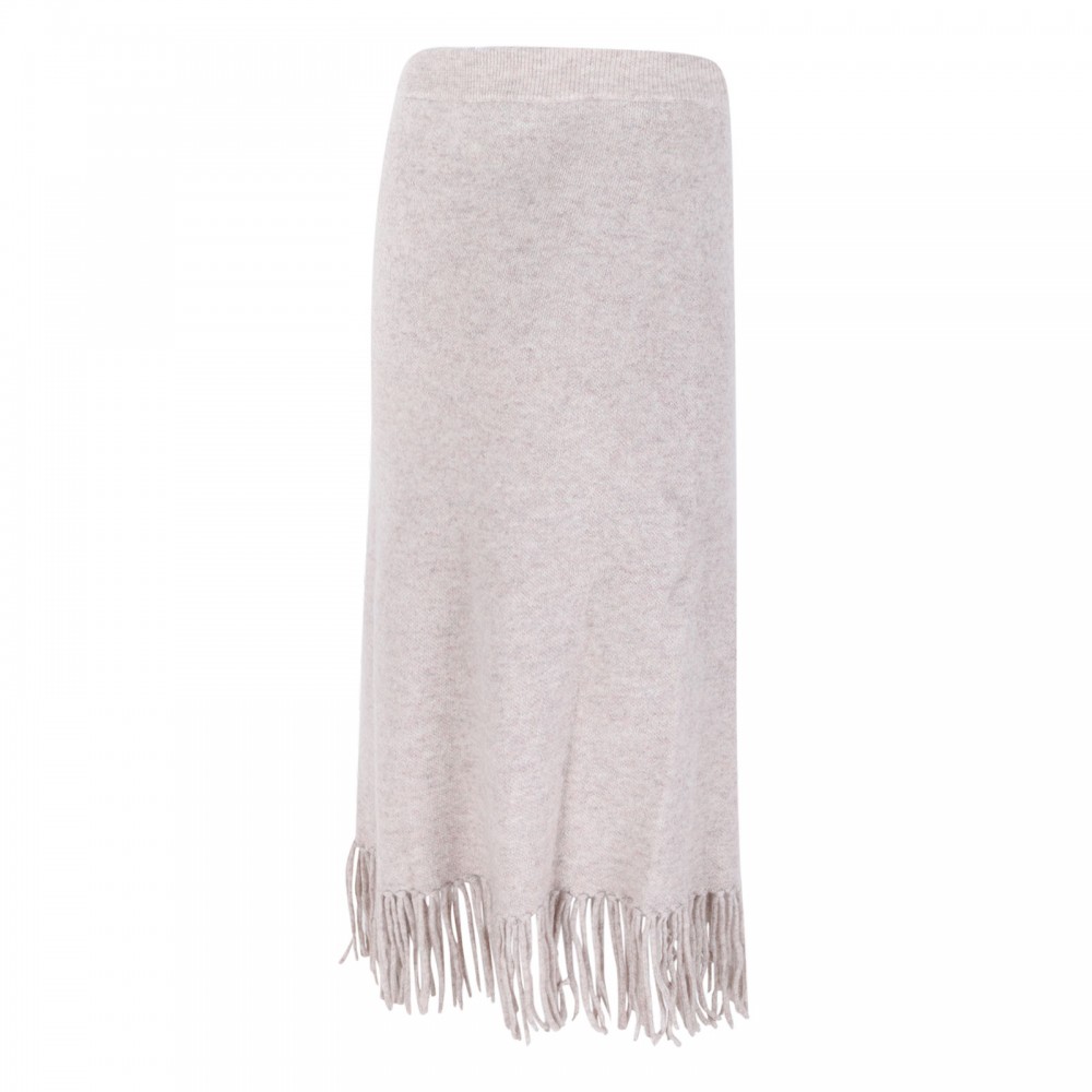 Fringed knit cashmere skirt