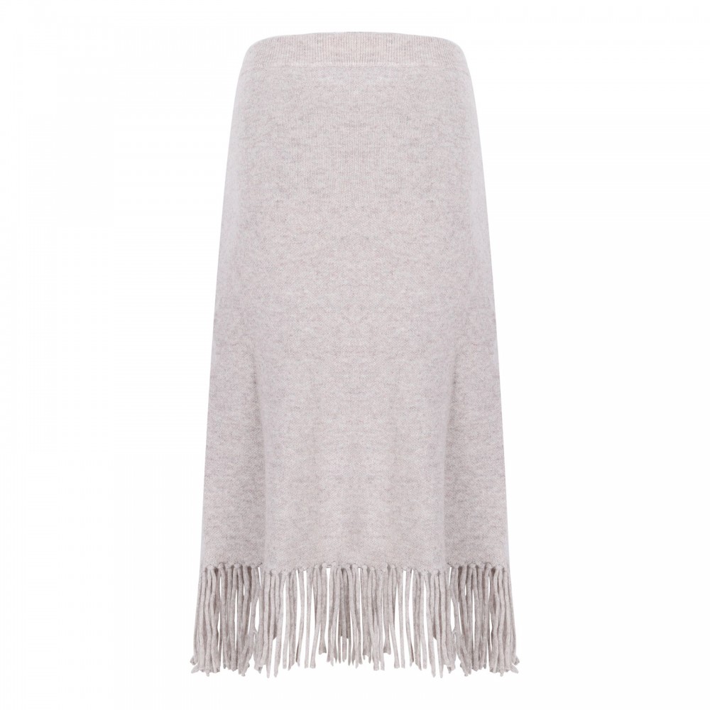 Fringed knit cashmere skirt