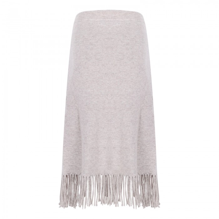 Fringed knit cashmere skirt