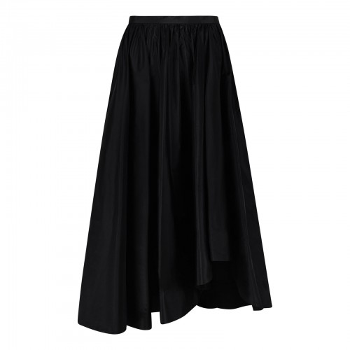 Black taffetà midi skirt