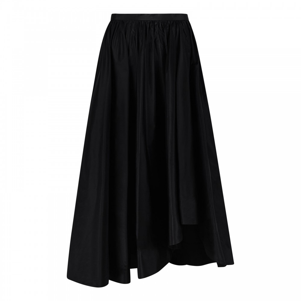 Black taffetà midi skirt