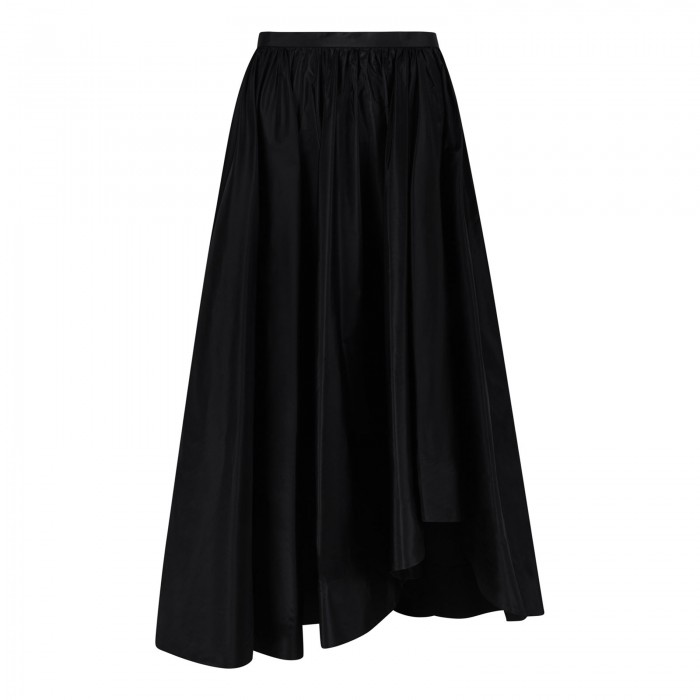Black taffetà midi skirt