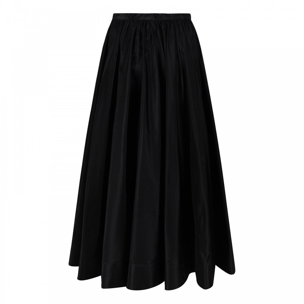 Black taffetà midi skirt