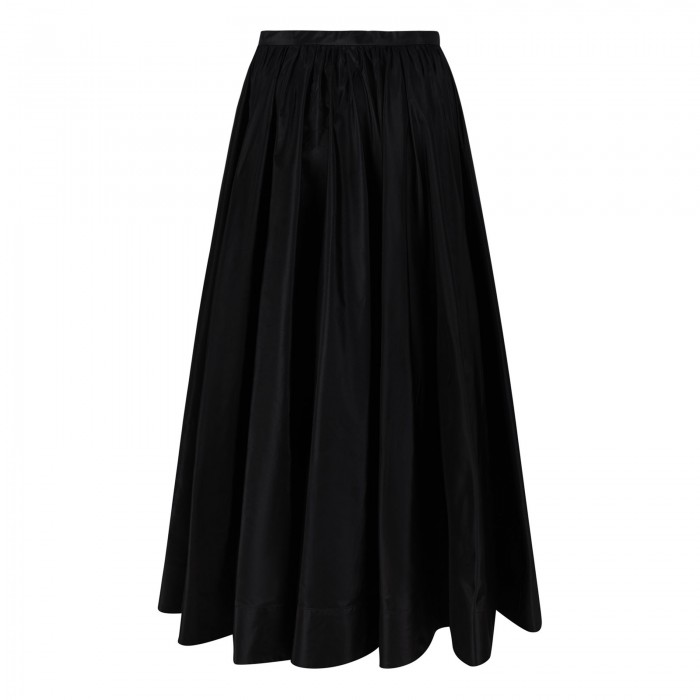 Black taffetà midi skirt
