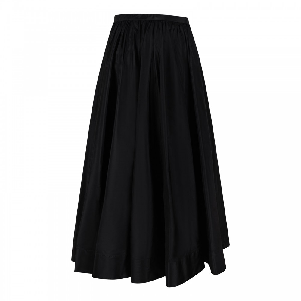 Black taffetà midi skirt