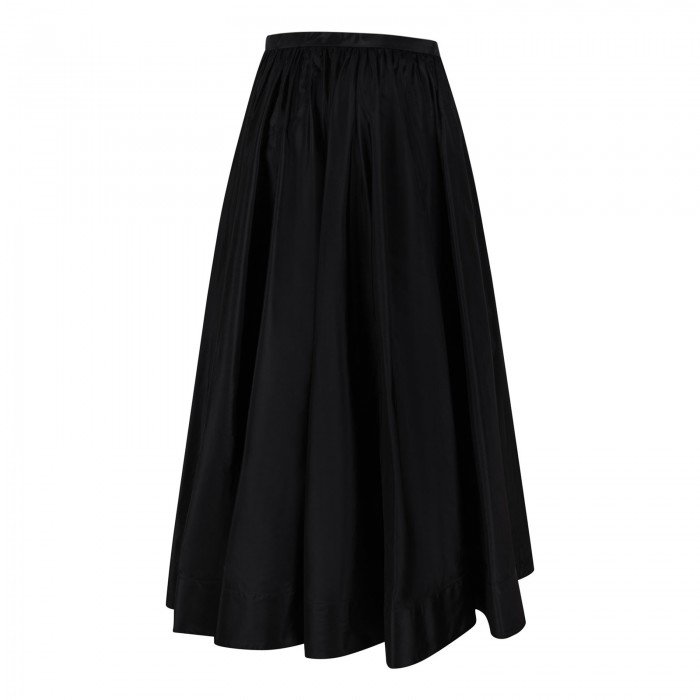 Black taffetà midi skirt