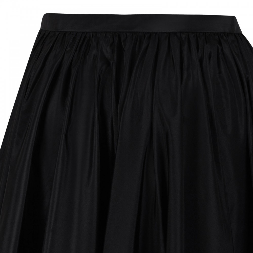 Black taffetà midi skirt