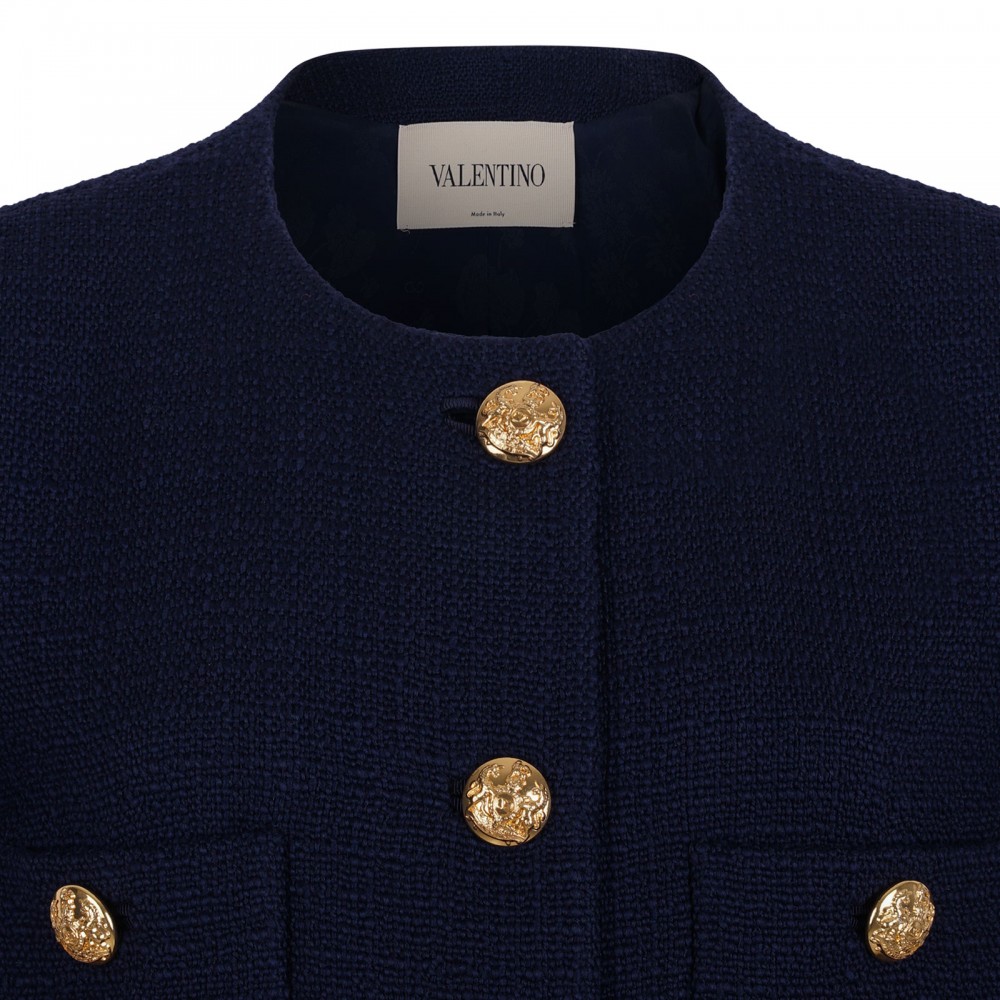 Navy wool tweed caban
