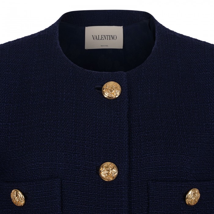 Navy wool tweed caban