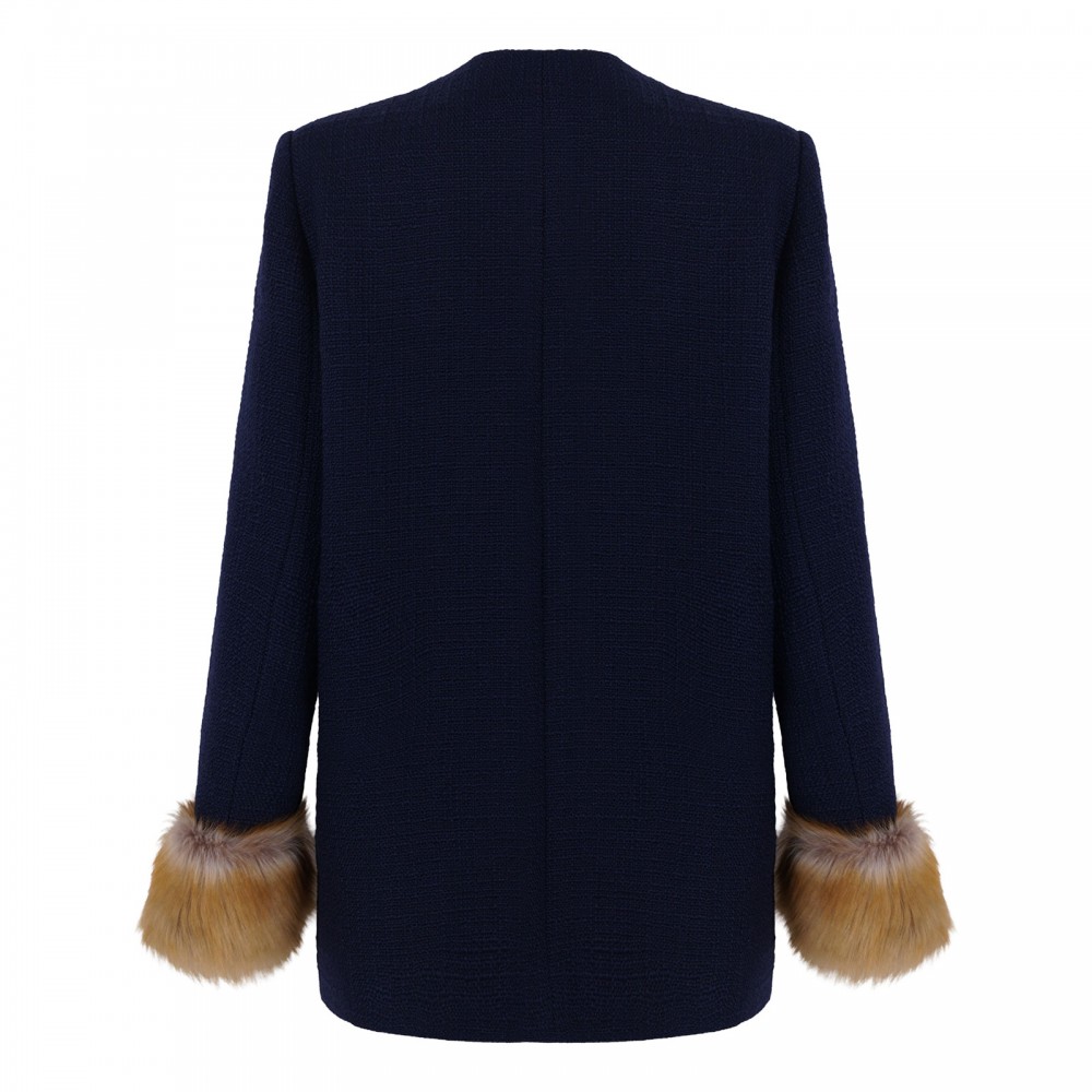 Navy wool tweed caban