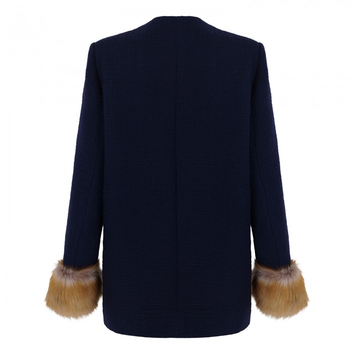 Navy wool tweed caban