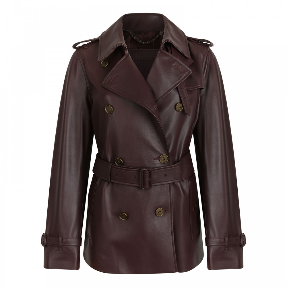 Kensington leather trench jacket
