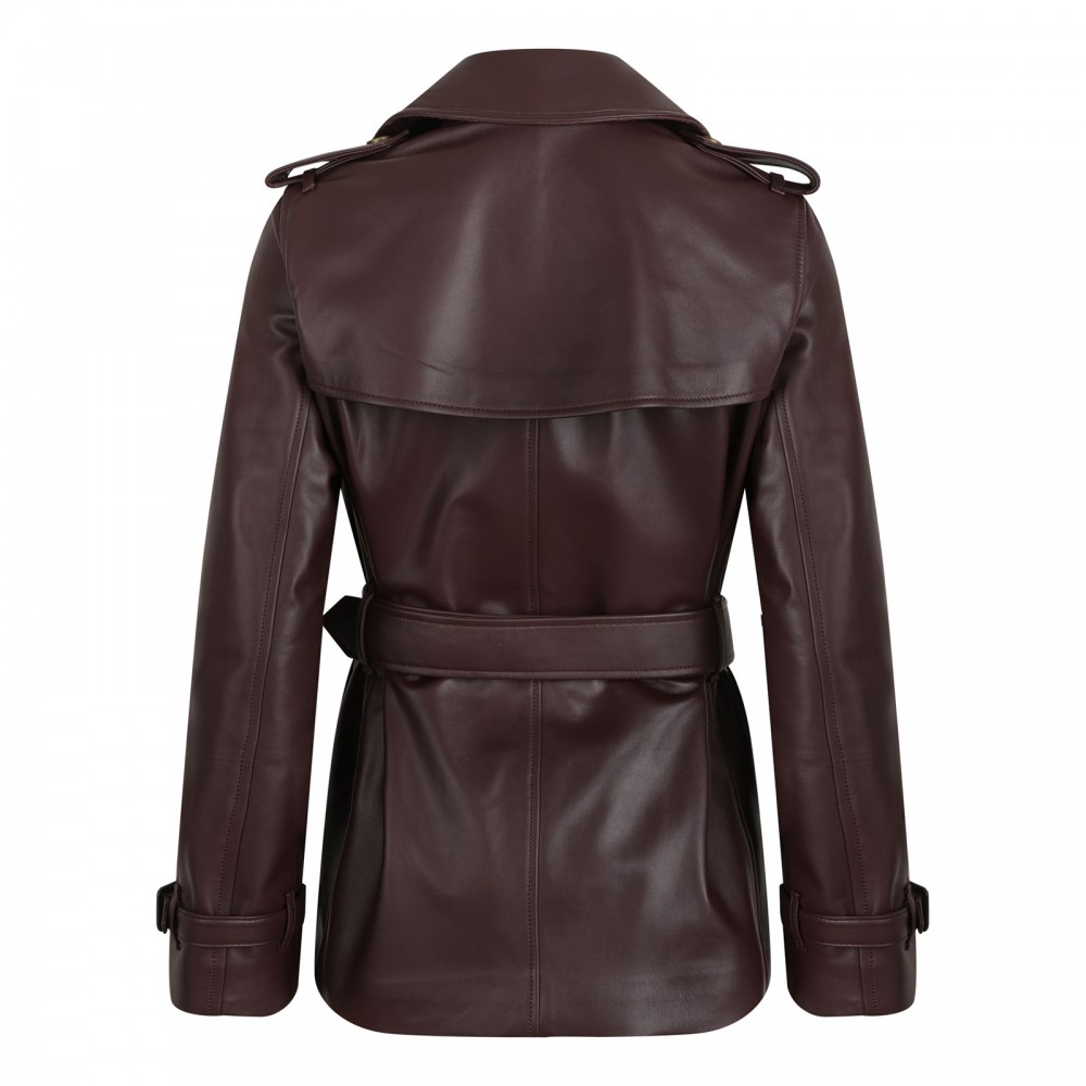 Kensington leather trench jacket