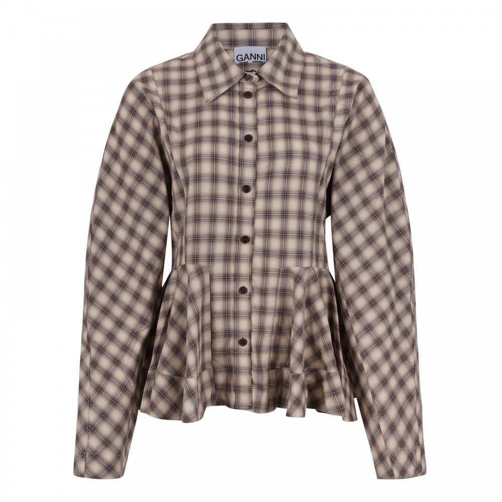 Check flannel peplum shirt