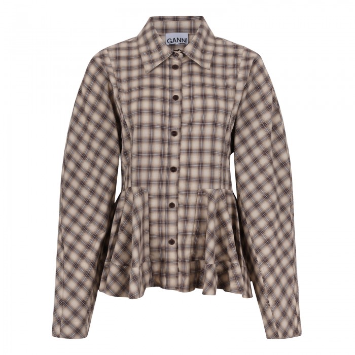 Check flannel peplum shirt