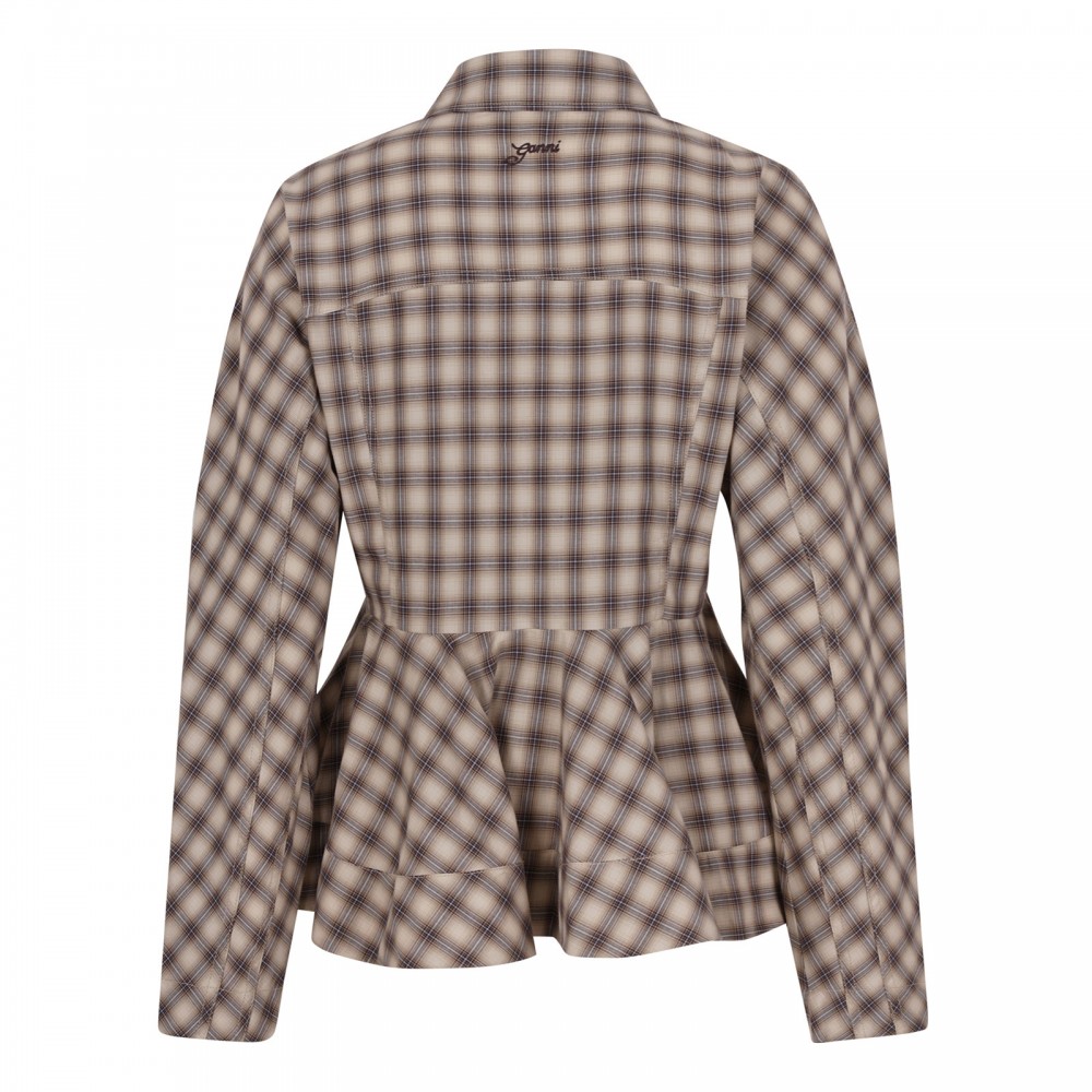 Check flannel peplum shirt