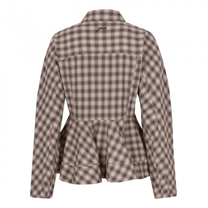 Check flannel peplum shirt