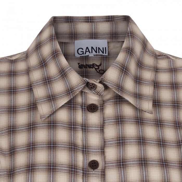 Check flannel peplum shirt
