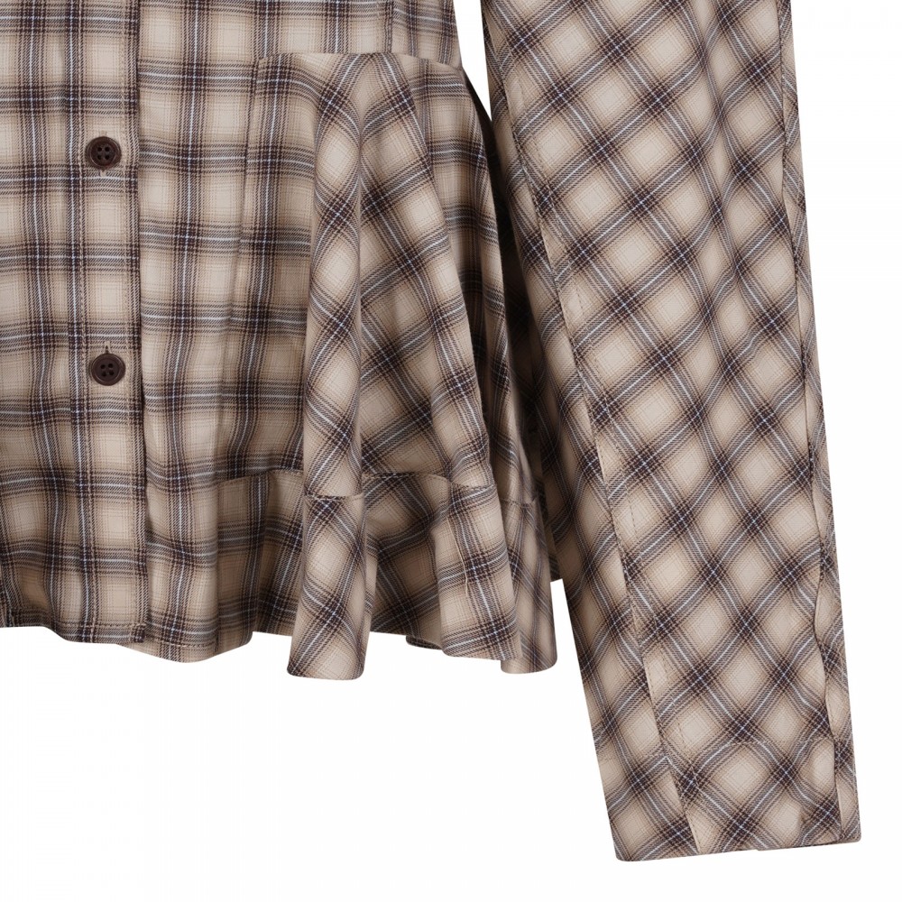 Check flannel peplum shirt