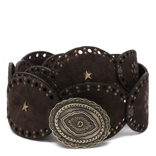 Washed suede oval belt