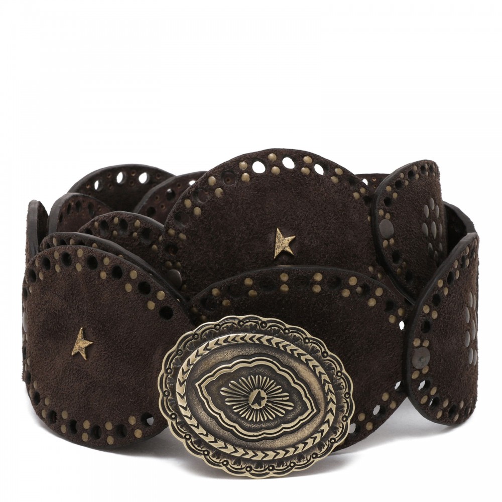 Washed suede oval belt