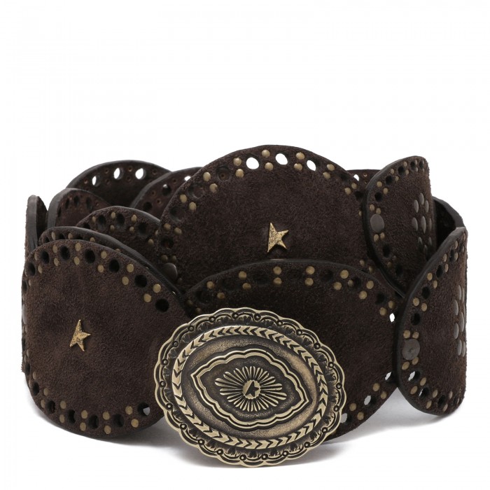 Washed suede oval belt