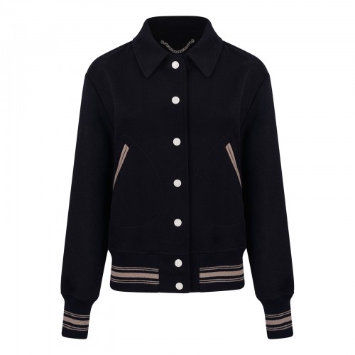 Midnight-blue wool bomber...