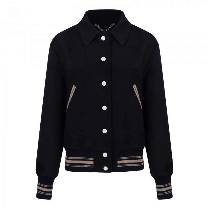 Midnight-blue wool bomber jacket