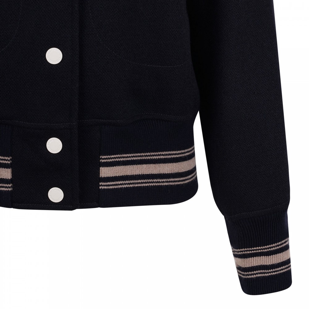 Midnight-blue wool bomber jacket