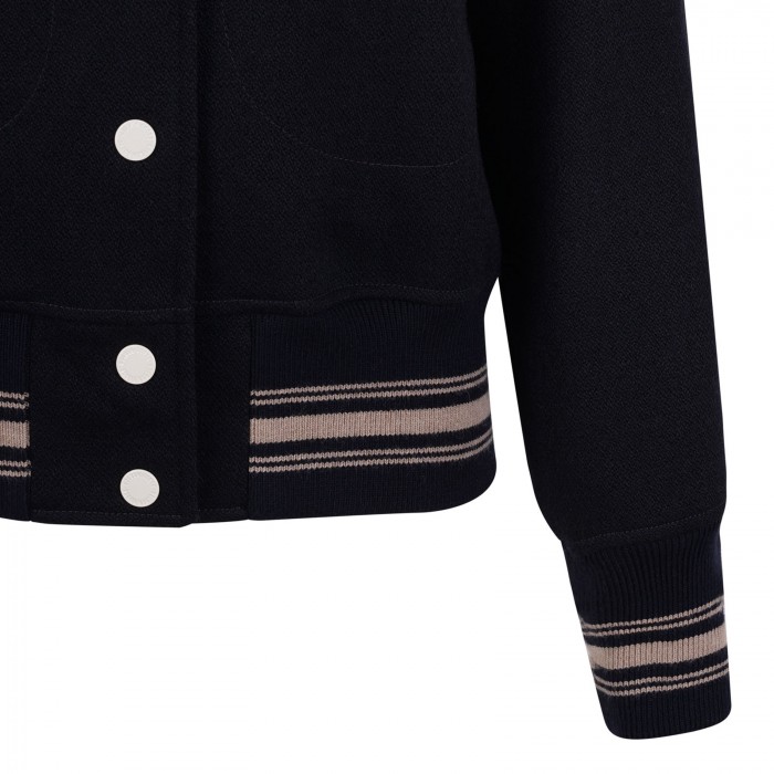 Midnight-blue wool bomber jacket