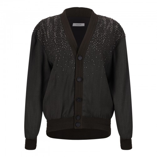 Green embroidered cardigan