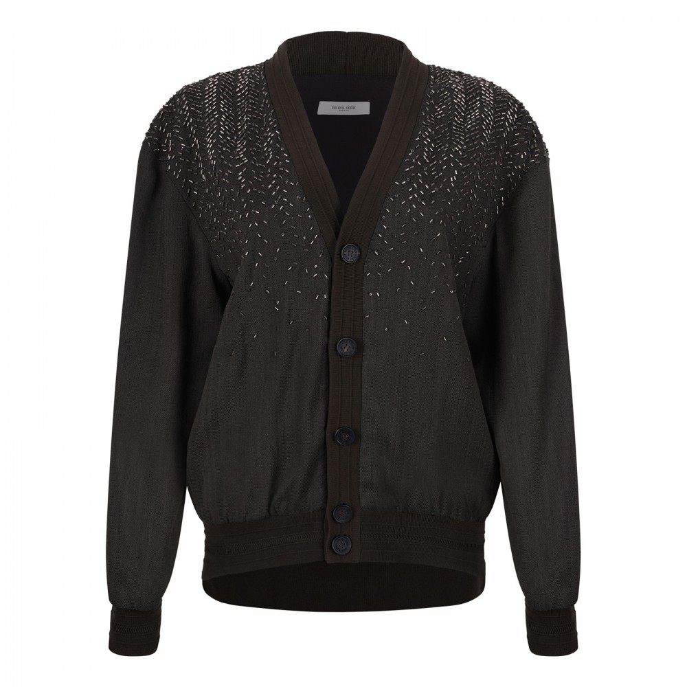 Green embroidered cardigan