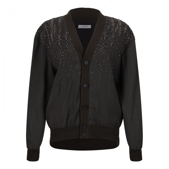 Green embroidered cardigan