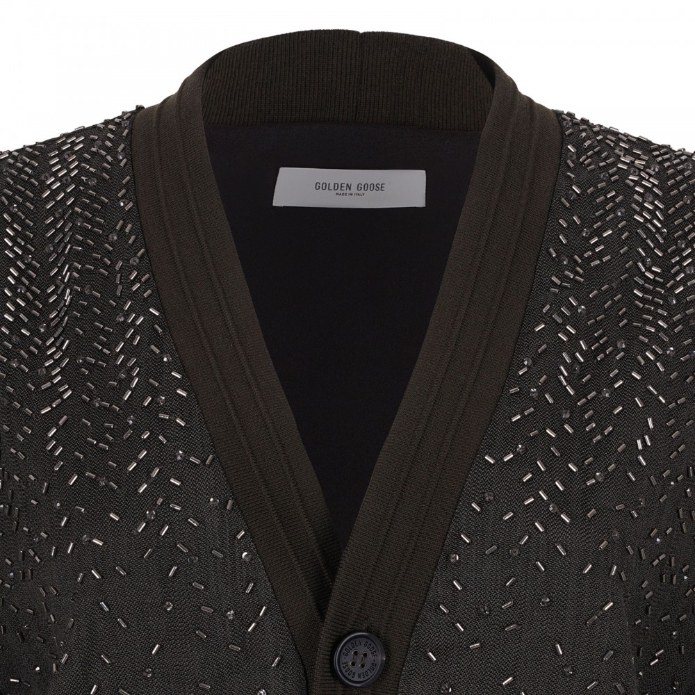 Green embroidered cardigan