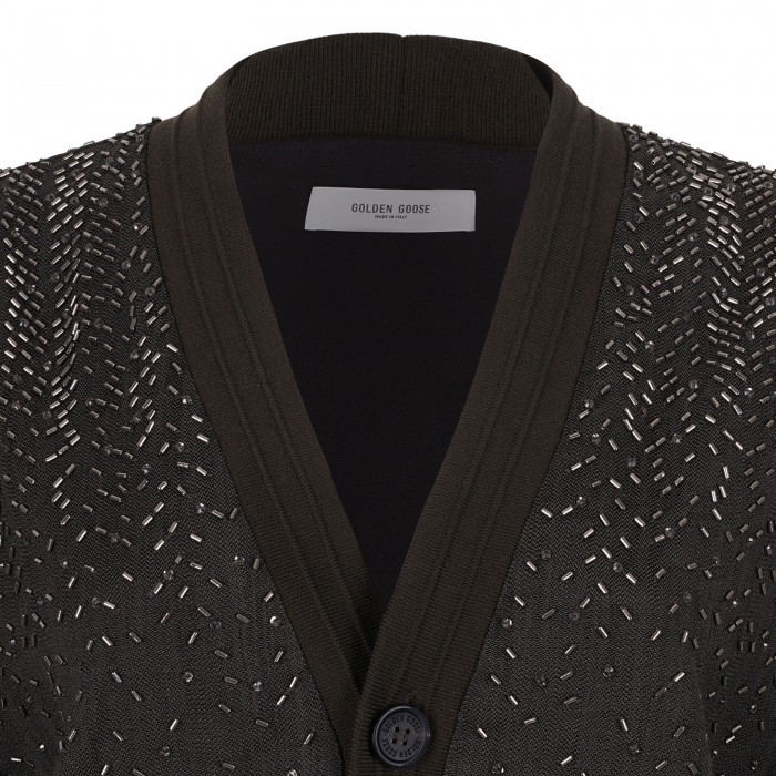 Green embroidered cardigan