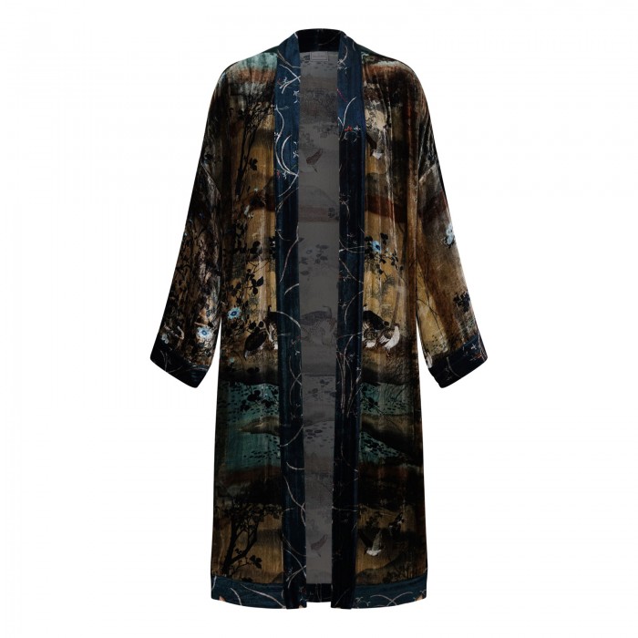 Kanada viscose and silk kimono dress