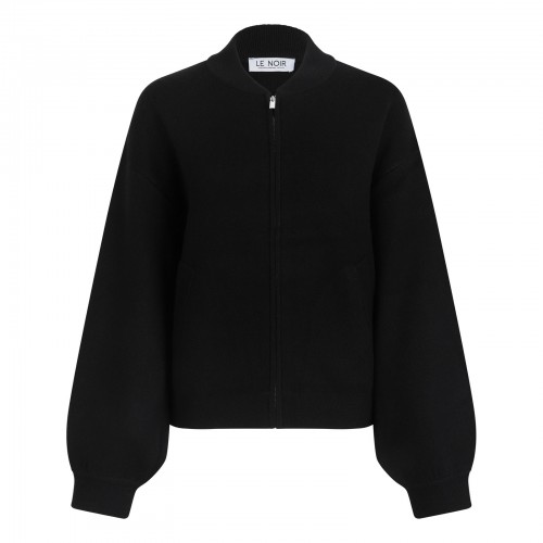 Black wool blend blouson...