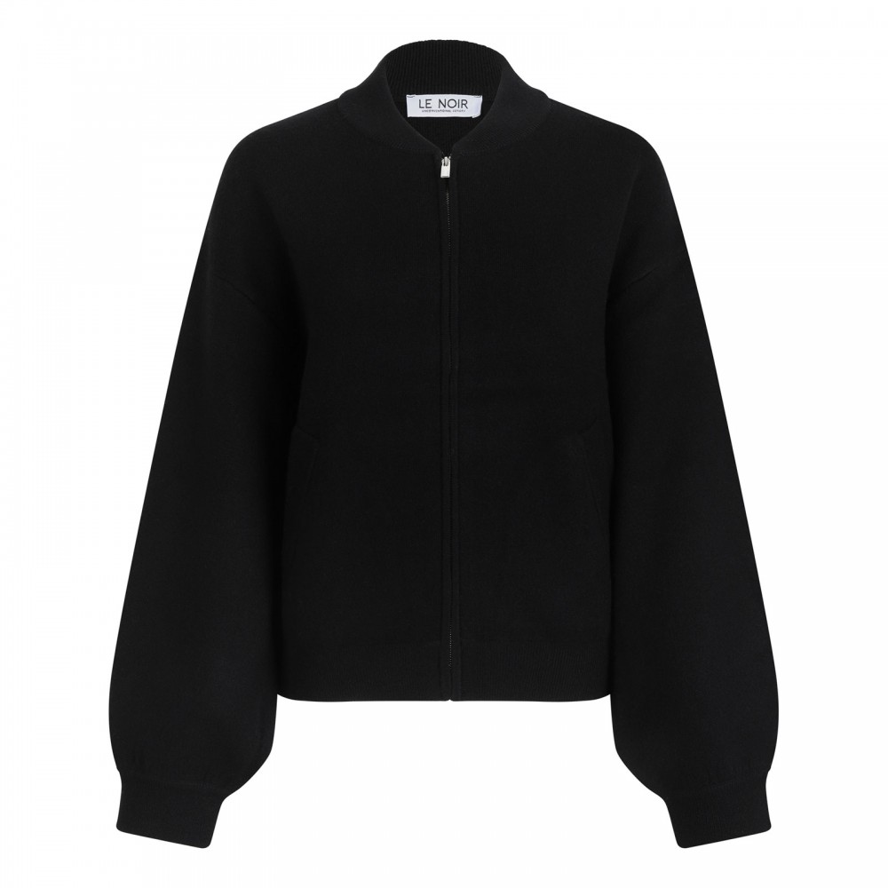 Black wool blend blouson jacket
